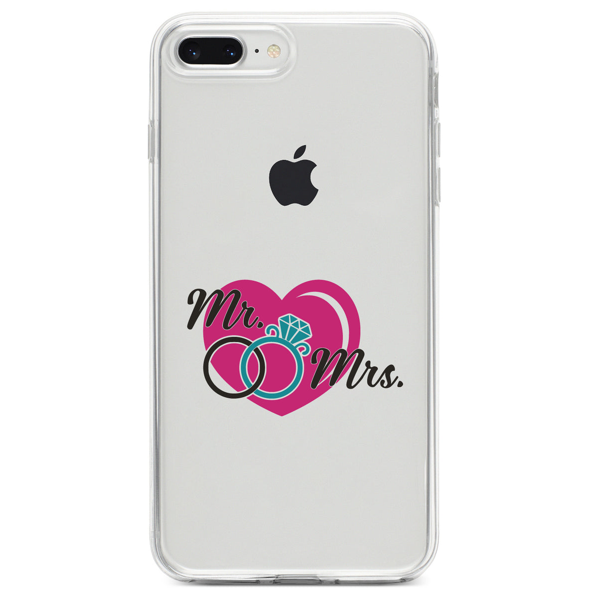 Mr. & Mrs. Wedding Rings Heart Clear Shockproof iPhone Case, view 6