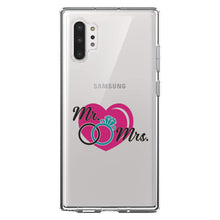 DistinctInk® Clear Shockproof Hybrid Case for Apple iPhone / Samsung Galaxy / Google Pixel - Mr. & Mrs. Wedding Rings Heart