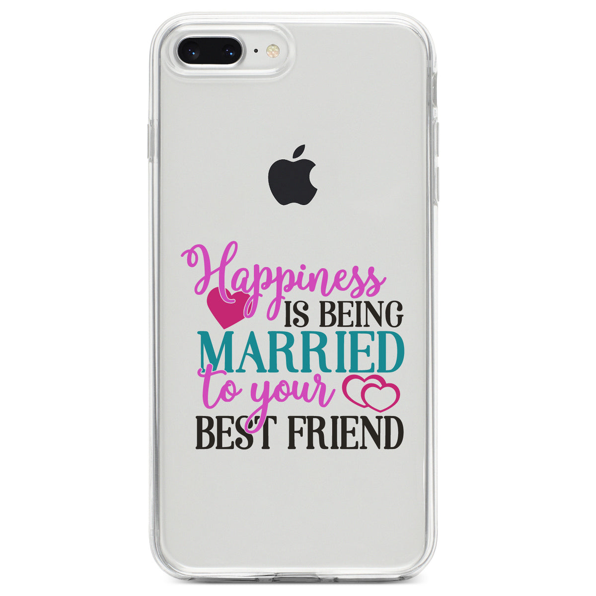 Happiness Married to Your Best Friend Clear Shockproof iPhone Case, view 6