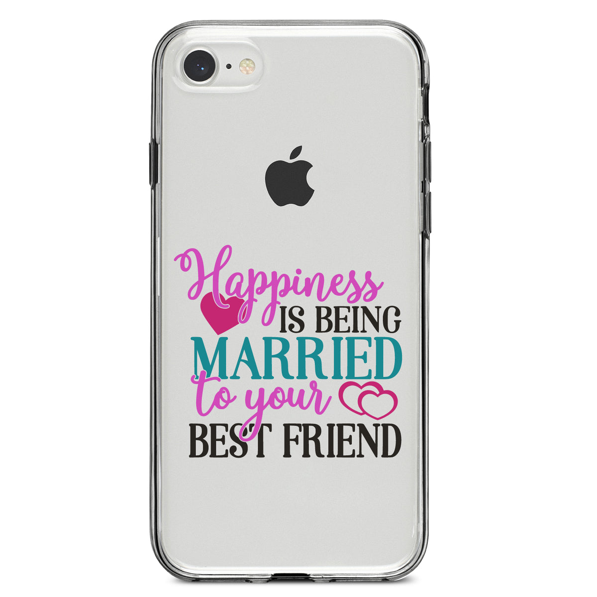 Happiness Married to Your Best Friend Clear Shockproof iPhone Case, view 5