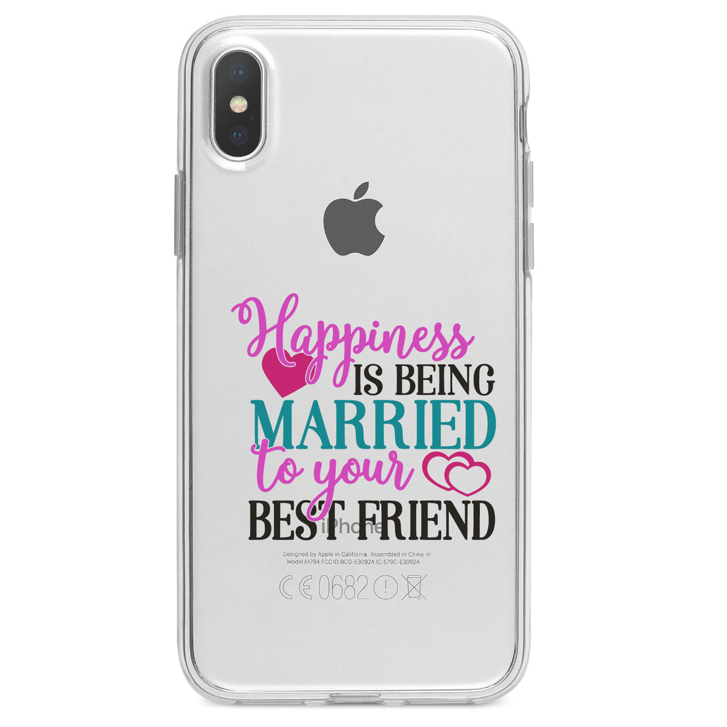 Happiness Married to Your Best Friend Clear Shockproof iPhone Case, view 2