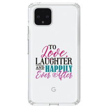 DistinctInk® Clear Shockproof Hybrid Case for Apple iPhone / Samsung Galaxy / Google Pixel - Love Laughter & Happily Ever After