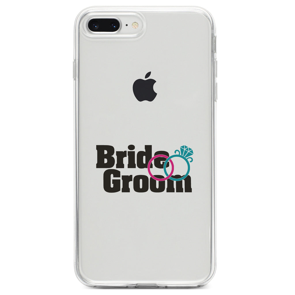 Bride & Groom Wedding Rings Clear Shockproof iPhone Case, view 6