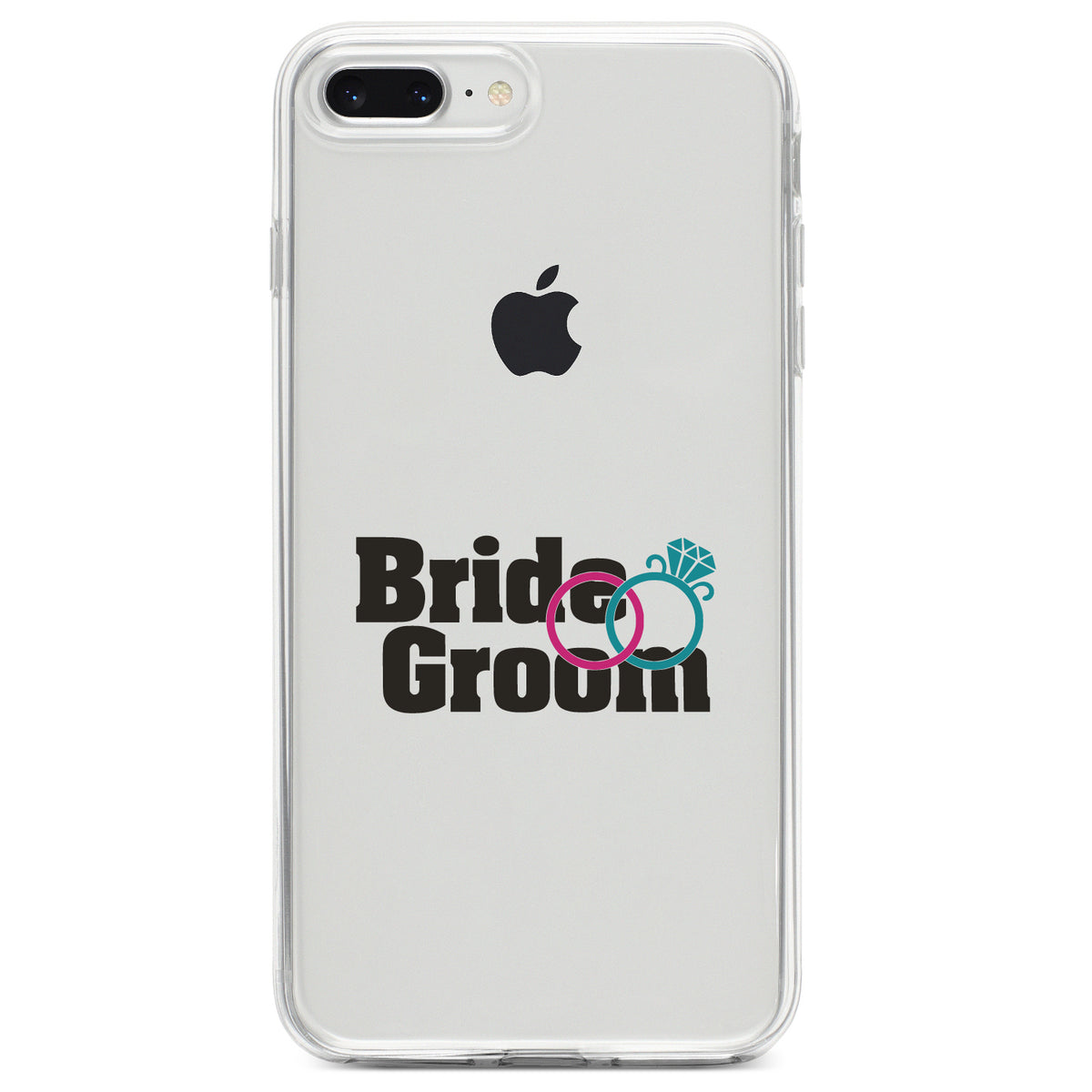 Bride & Groom Wedding Rings Clear Shockproof iPhone Case, view 6