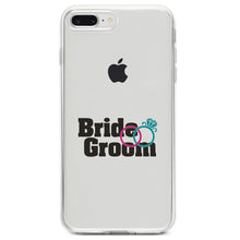 DistinctInk® Clear Shockproof Hybrid Case for Apple iPhone / Samsung Galaxy / Google Pixel - Bride & Groom Wedding Rings