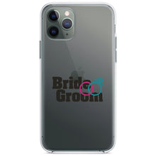 DistinctInk® Clear Shockproof Hybrid Case for Apple iPhone / Samsung Galaxy / Google Pixel - Bride & Groom Wedding Rings