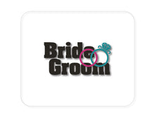 DistinctInk Custom Foam Rubber Mouse Pad - 1/4" Thick - Bride & Groom Wedding Rings