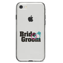 DistinctInk® Clear Shockproof Hybrid Case for Apple iPhone / Samsung Galaxy / Google Pixel - Bride & Groom Wedding Rings