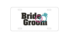 DistinctInk Custom Aluminum Decorative Vanity Front License Plate - Bride & Groom Wedding Rings