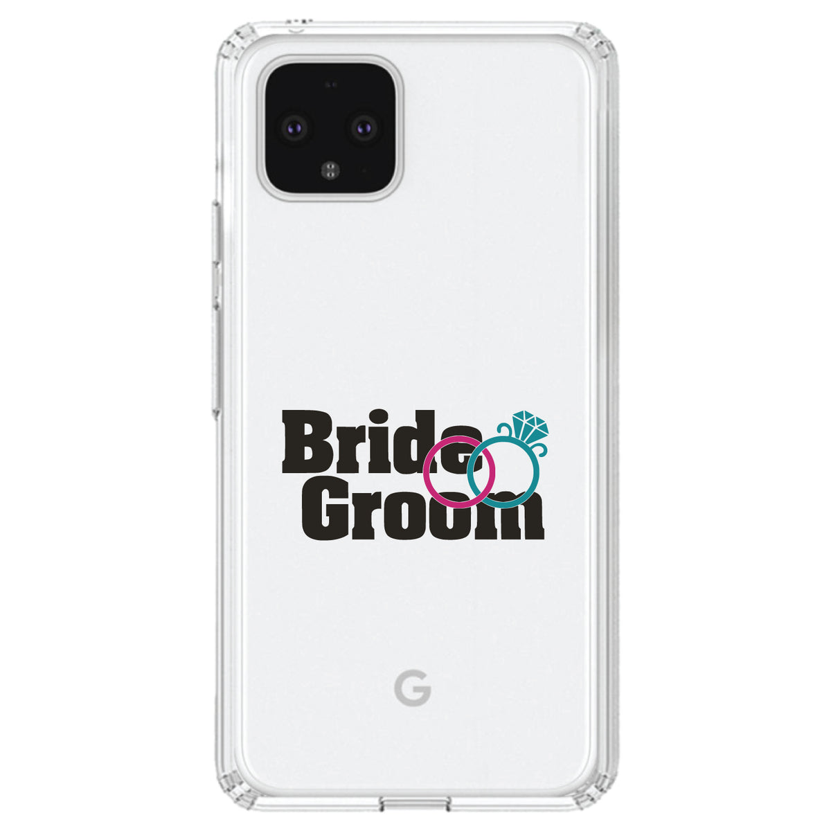 Bride & Groom Wedding Rings Clear Shockproof iPhone Case, view 24