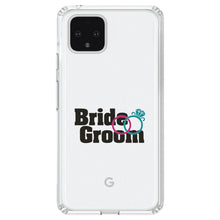 DistinctInk® Clear Shockproof Hybrid Case for Apple iPhone / Samsung Galaxy / Google Pixel - Bride & Groom Wedding Rings