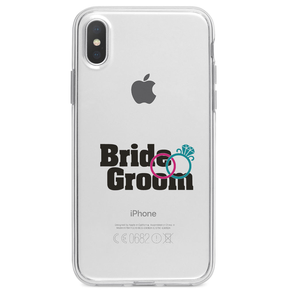 Bride & Groom Wedding Rings Clear Shockproof iPhone Case, view 2