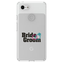 DistinctInk® Clear Shockproof Hybrid Case for Apple iPhone / Samsung Galaxy / Google Pixel - Bride & Groom Wedding Rings