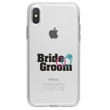 DistinctInk® Clear Shockproof Hybrid Case for Apple iPhone / Samsung Galaxy / Google Pixel - Bride & Groom Wedding Rings