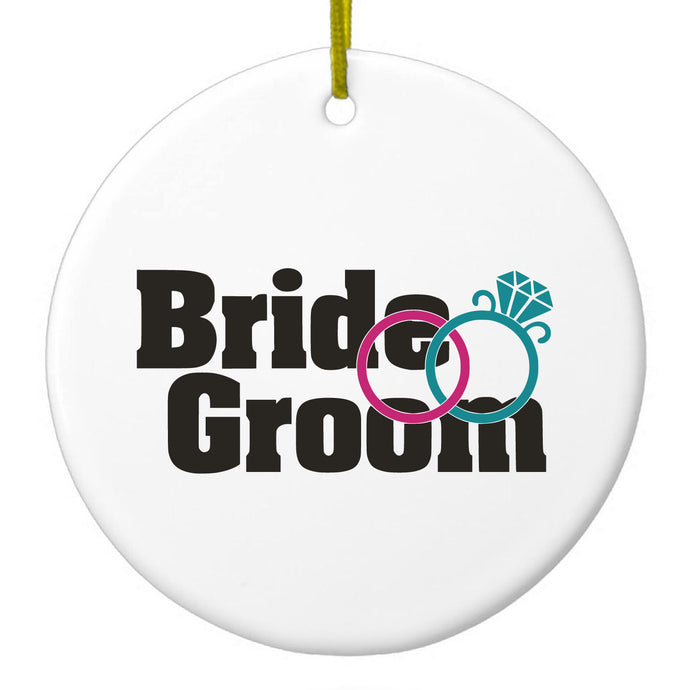 Bride & Groom Wedding Rings Ceramic Ornament
