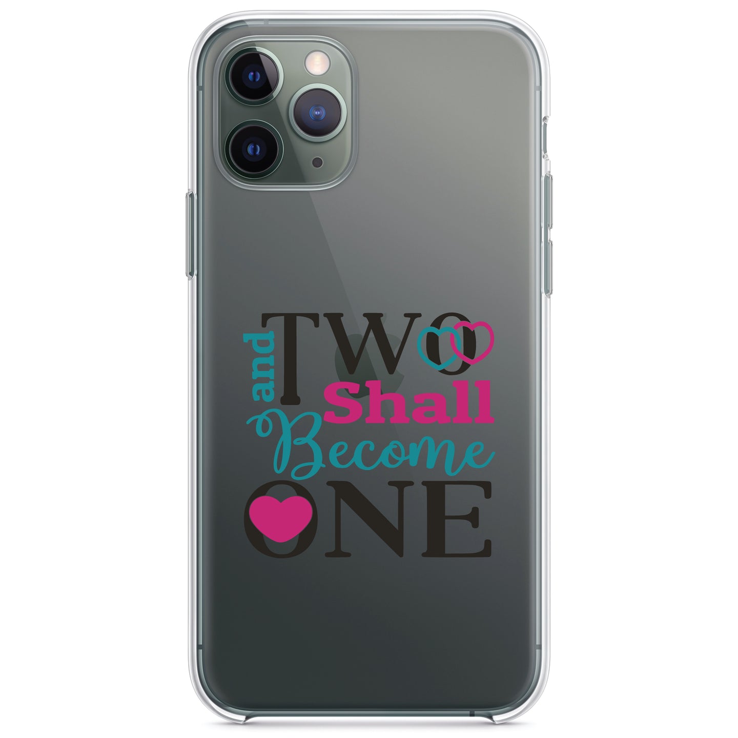 DistinctInk® Clear Shockproof Hybrid Case for Apple iPhone / Samsung Galaxy / Google Pixel - Two Shall Become One - Wedding