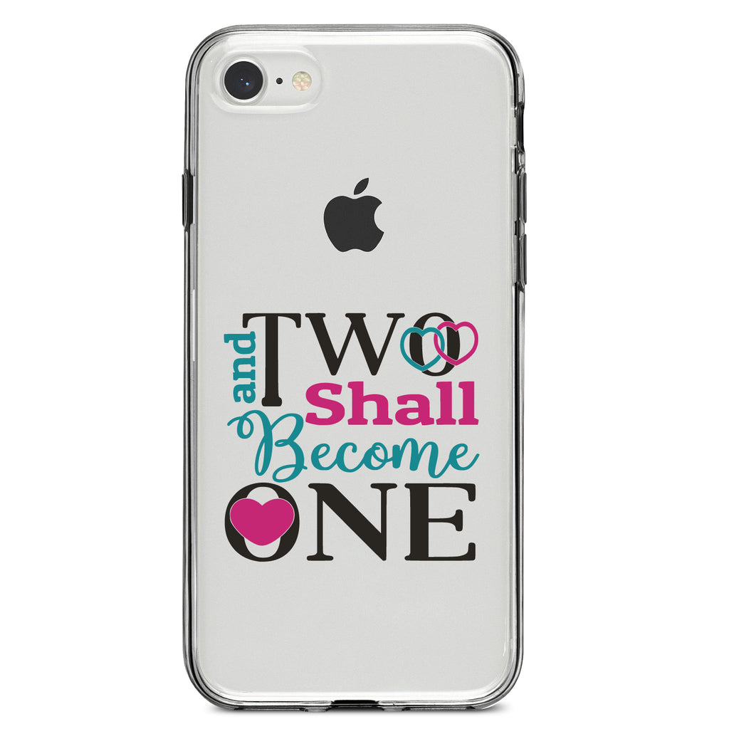 Two Shall Become One, Wedding Clear Shockproof iPhone Case, view 5