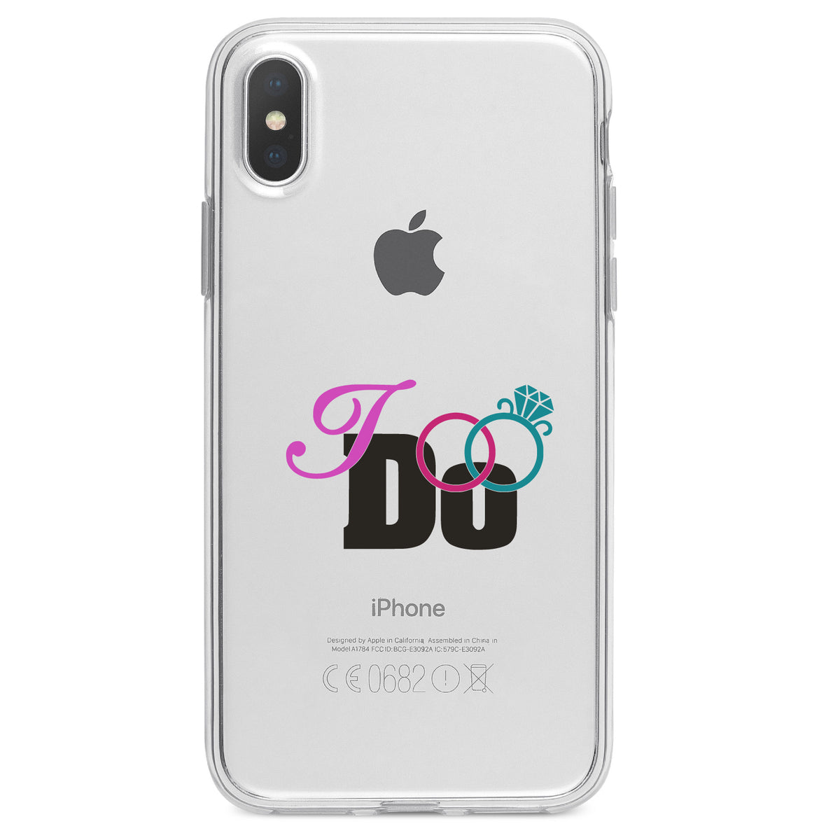 I Do, Wedding Rings Clear Shockproof iPhone Case, view 4