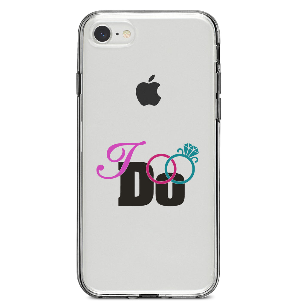 I Do, Wedding Rings Clear Shockproof iPhone Case, view 5