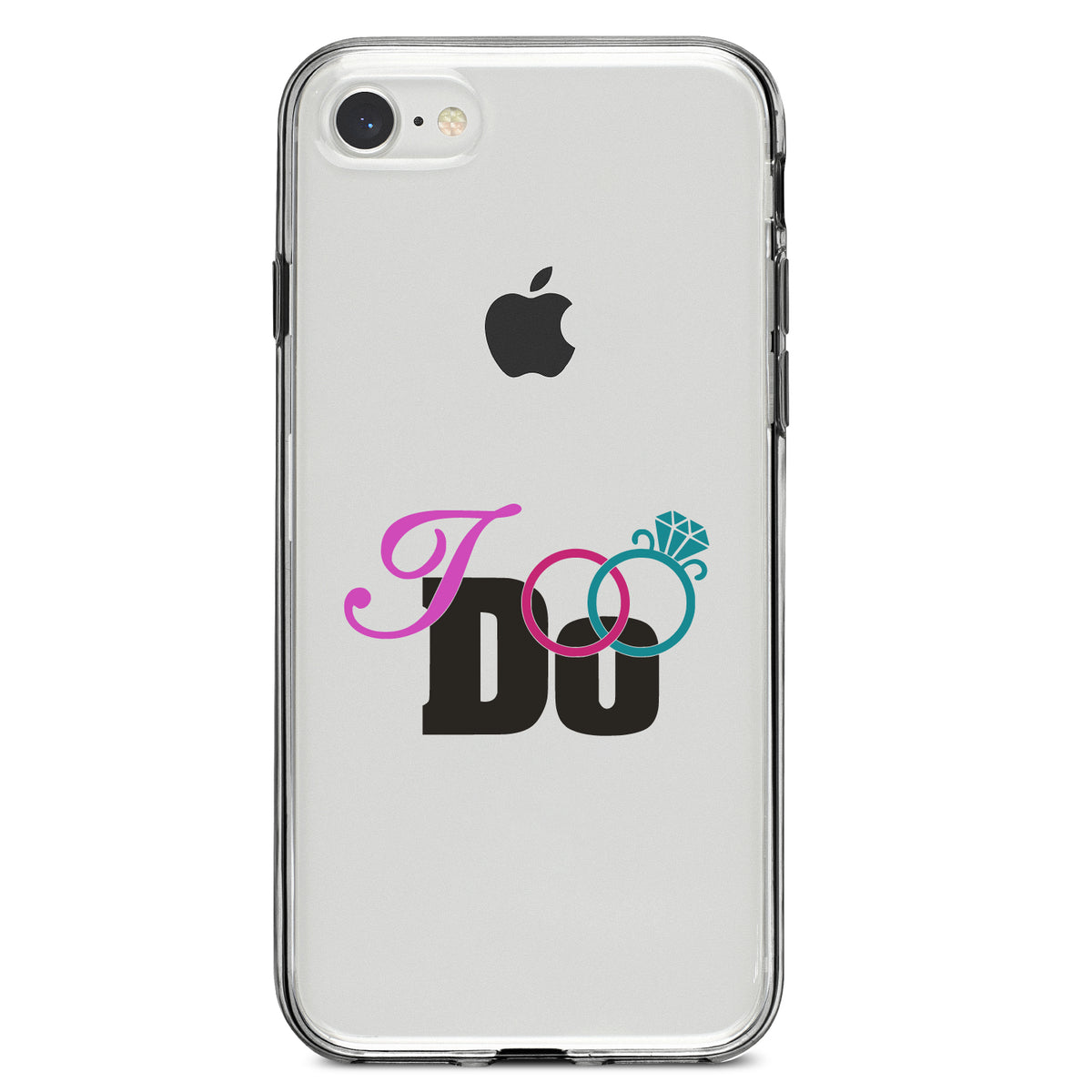 I Do, Wedding Rings Clear Shockproof iPhone Case, view 5