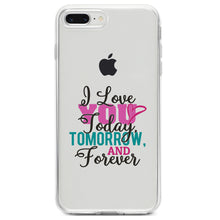 DistinctInk® Clear Shockproof Hybrid Case for Apple iPhone / Samsung Galaxy / Google Pixel - Love You Today Tomorrow & Forever