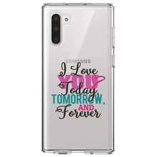 DistinctInk® Clear Shockproof Hybrid Case for Apple iPhone / Samsung Galaxy / Google Pixel - Love You Today Tomorrow & Forever