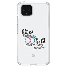 DistinctInk® Clear Shockproof Hybrid Case for Apple iPhone / Samsung Galaxy / Google Pixel - To Have & To Hold Wedding Rings