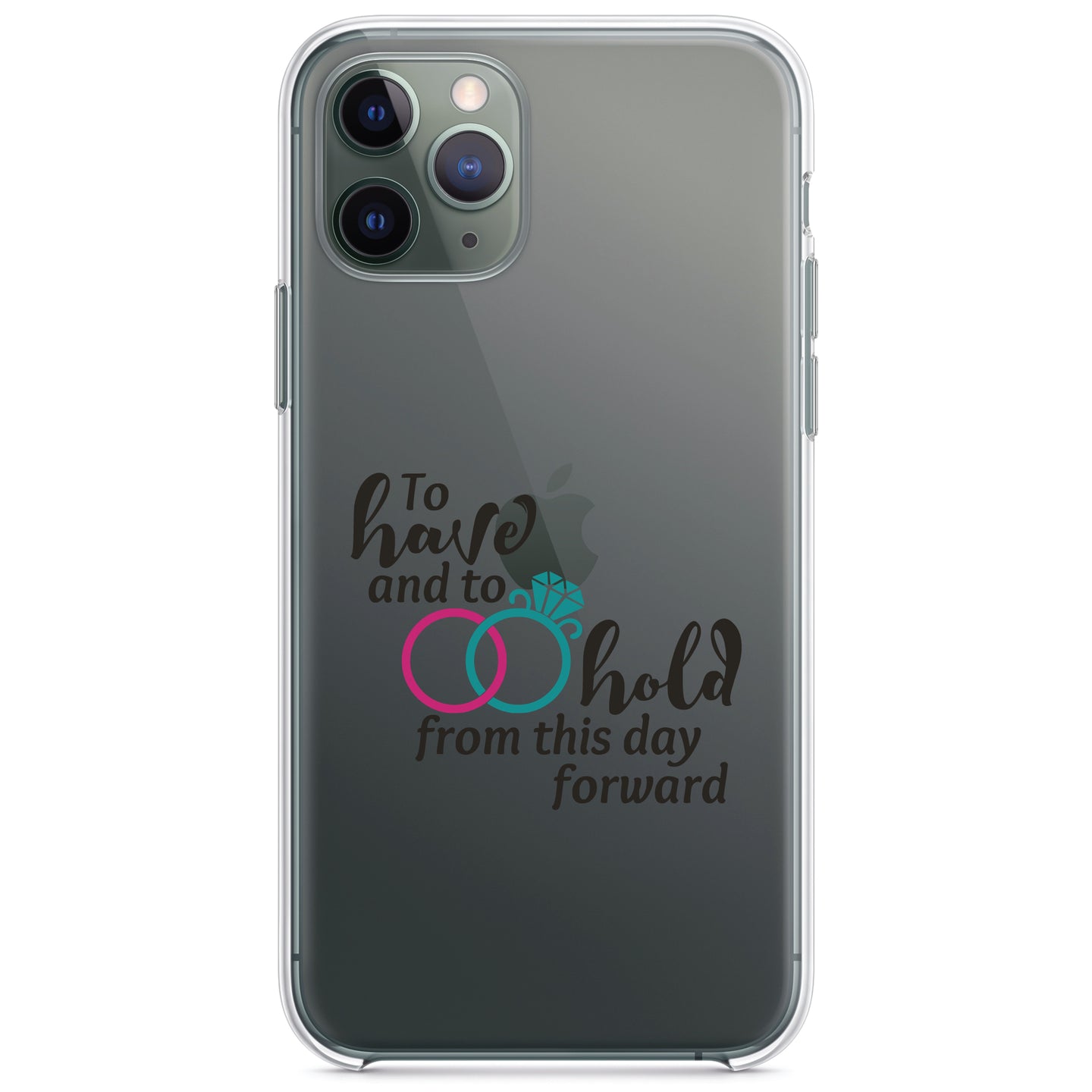 DistinctInk® Clear Shockproof Hybrid Case for Apple iPhone / Samsung Galaxy / Google Pixel - To Have & To Hold Wedding Rings