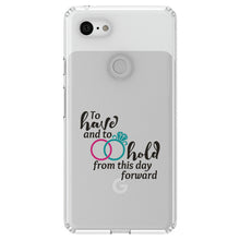 DistinctInk® Clear Shockproof Hybrid Case for Apple iPhone / Samsung Galaxy / Google Pixel - To Have & To Hold Wedding Rings