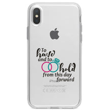 DistinctInk® Clear Shockproof Hybrid Case for Apple iPhone / Samsung Galaxy / Google Pixel - To Have & To Hold Wedding Rings