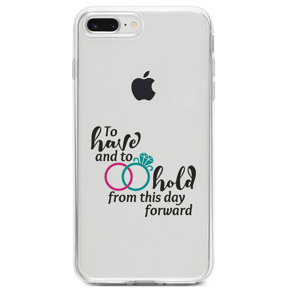 To Have & To Hold Wedding Rings Clear Shockproof iPhone Case, view 6