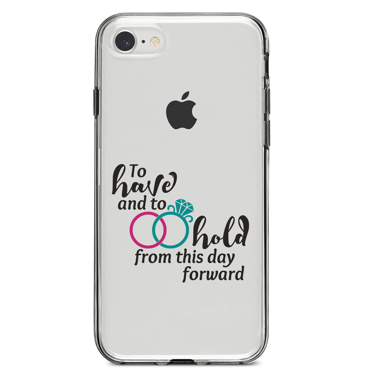To Have & To Hold Wedding Rings Clear Shockproof iPhone Case, view 5