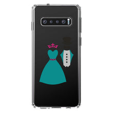 DistinctInk® Clear Shockproof Hybrid Case for Apple iPhone / Samsung Galaxy / Google Pixel - Bride & Groom Wedding Attire