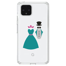 DistinctInk® Clear Shockproof Hybrid Case for Apple iPhone / Samsung Galaxy / Google Pixel - Bride & Groom Wedding Attire