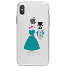 DistinctInk® Clear Shockproof Hybrid Case for Apple iPhone / Samsung Galaxy / Google Pixel - Bride & Groom Wedding Attire