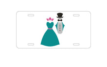 DistinctInk Custom Aluminum Decorative Vanity Front License Plate - Bride & Groom Wedding Attire