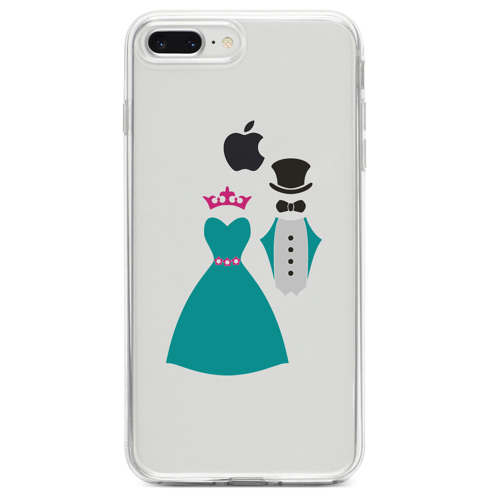 Bride & Groom Wedding Attire Clear Shockproof iPhone Case, view 6