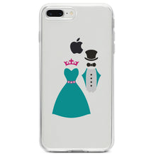 DistinctInk® Clear Shockproof Hybrid Case for Apple iPhone / Samsung Galaxy / Google Pixel - Bride & Groom Wedding Attire