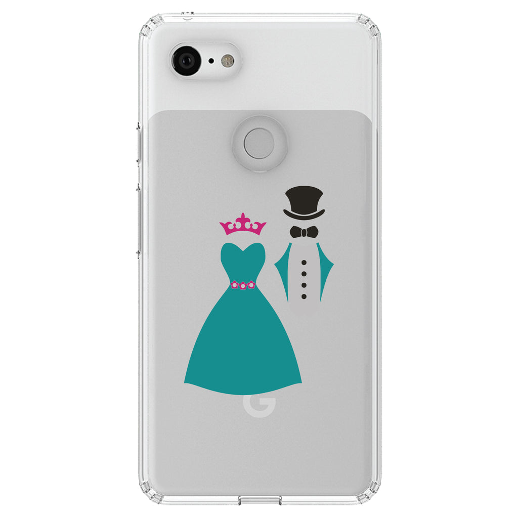 Bride & Groom Wedding Attire Clear Shockproof iPhone Case, view 22