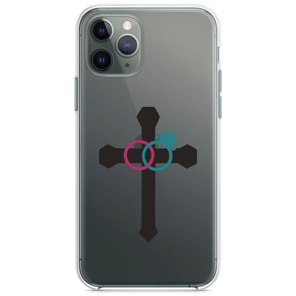 Wedding Rings Cross Jesus Clear Shockproof iPhone Case