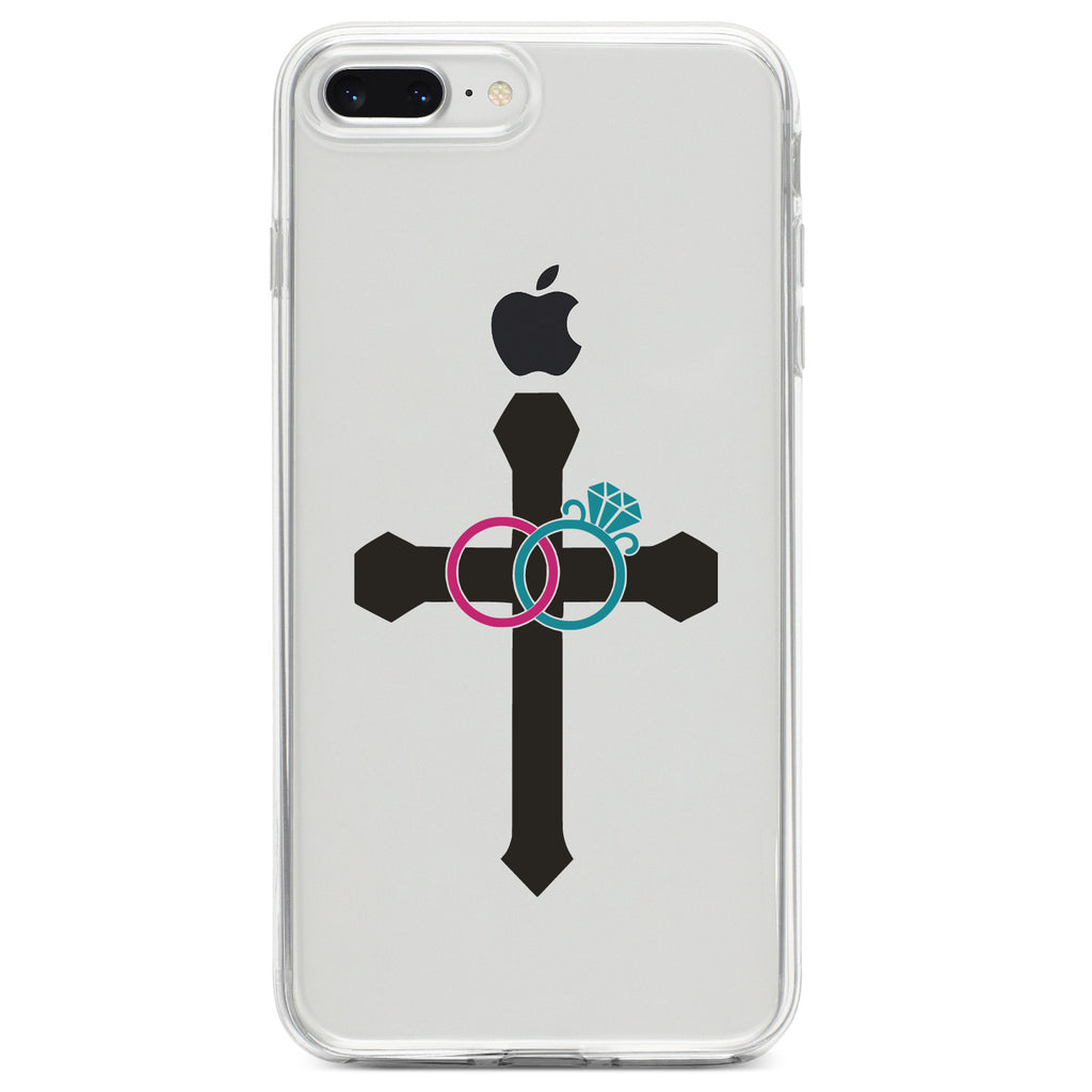 Wedding Rings Cross Jesus Clear Shockproof iPhone Case, view 6