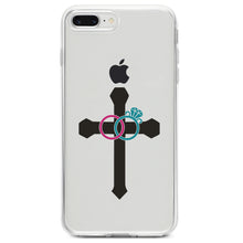 DistinctInk® Clear Shockproof Hybrid Case for Apple iPhone / Samsung Galaxy / Google Pixel - Wedding Rings Cross Jesus