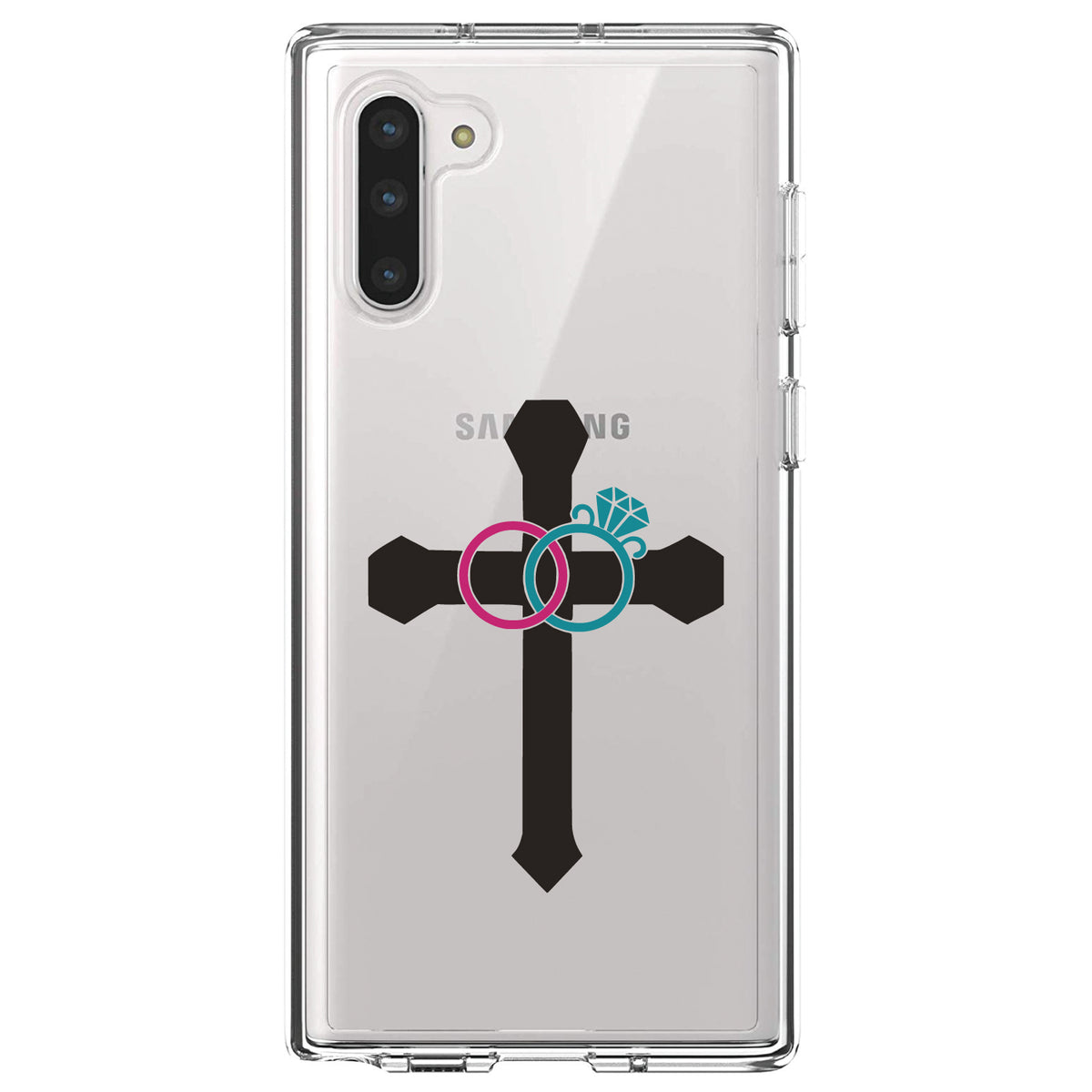 Wedding Rings Cross Jesus Clear Shockproof iPhone Case, view 9