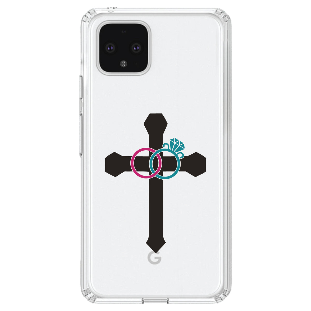 Wedding Rings Cross Jesus Clear Shockproof iPhone Case, view 24