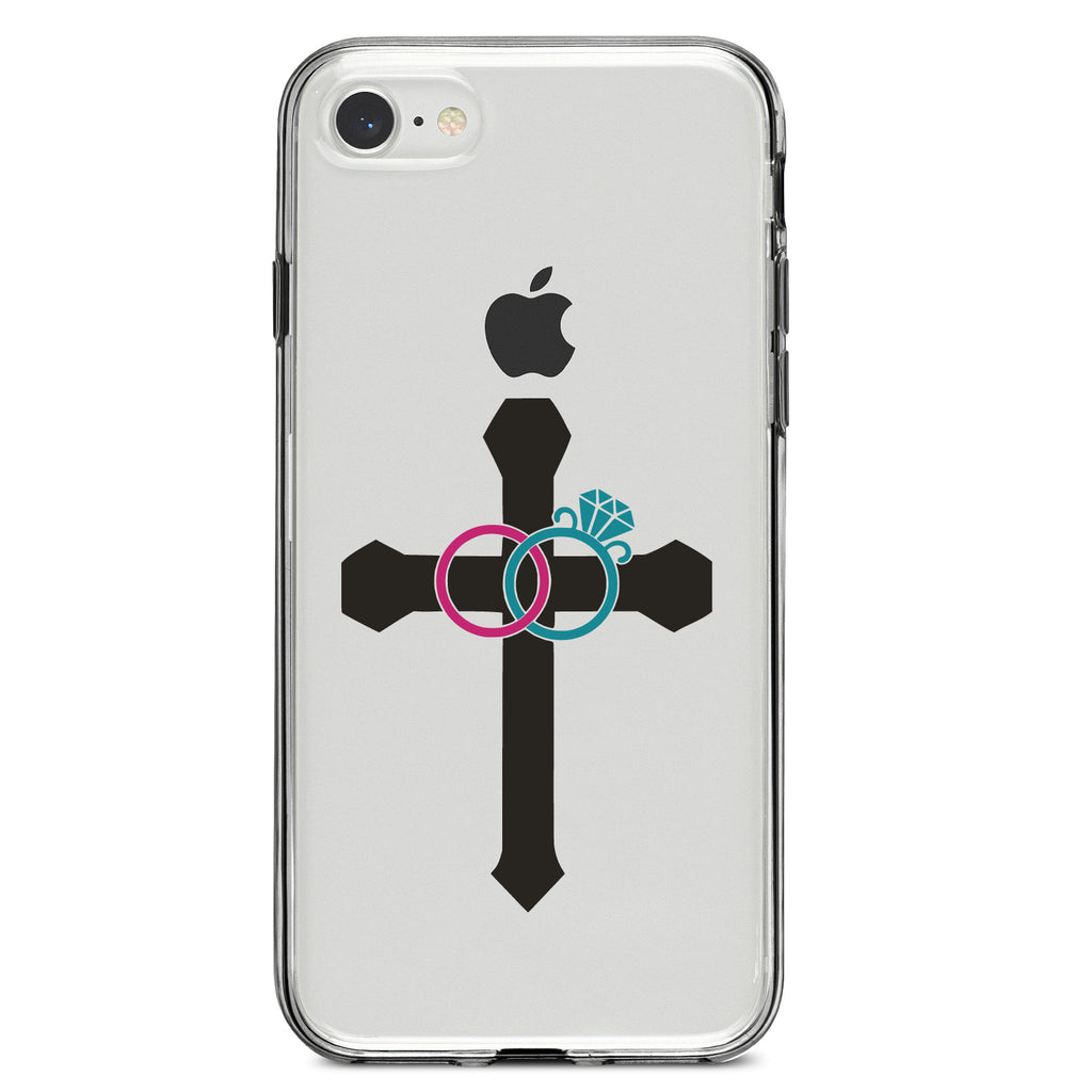 Wedding Rings Cross Jesus Clear Shockproof iPhone Case, view 5