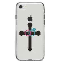 DistinctInk® Clear Shockproof Hybrid Case for Apple iPhone / Samsung Galaxy / Google Pixel - Wedding Rings Cross Jesus