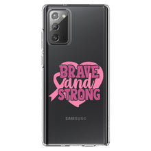 DistinctInk® Clear Shockproof Hybrid Case for Apple iPhone / Samsung Galaxy / Google Pixel - Pink Ribbon Cancer - Brave & Strong