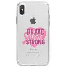 DistinctInk® Clear Shockproof Hybrid Case for Apple iPhone / Samsung Galaxy / Google Pixel - Pink Ribbon Cancer - Brave & Strong