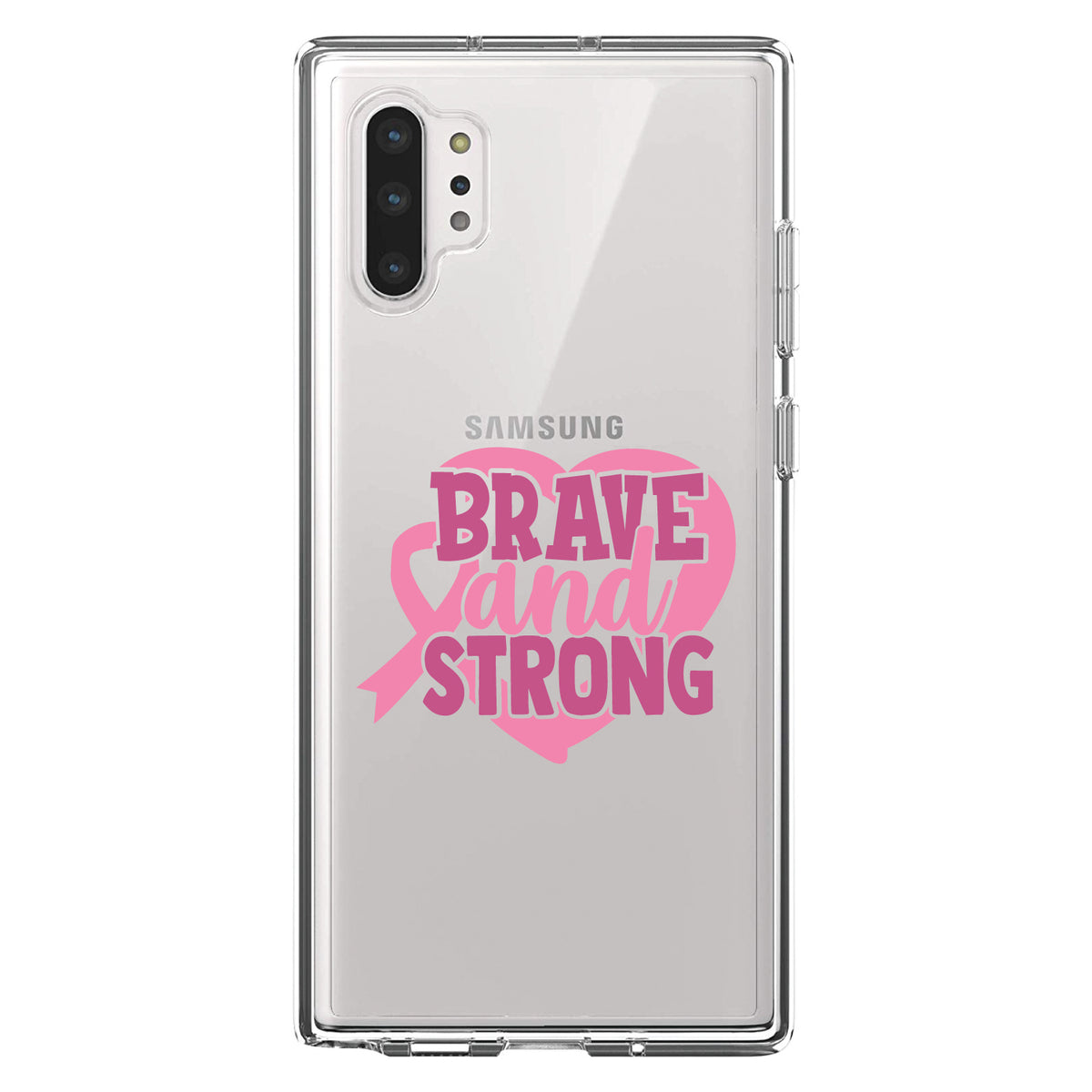 Pink Ribbon Cancer, Brave & Strong Clear Shockproof iPhone Case, view 10