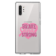 DistinctInk® Clear Shockproof Hybrid Case for Apple iPhone / Samsung Galaxy / Google Pixel - Pink Ribbon Cancer - Brave & Strong